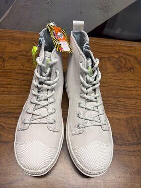 Skechers White High-Top Sneakers with Neon Accent